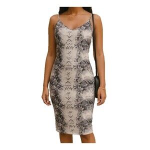 Snake Print Bodycon Midi Dress – Size S – Holiday Party Ready - UK2LA